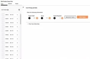 A screen grab of a simple user interface to help seed advisors quickly understand and use the E-Luminate digital platform